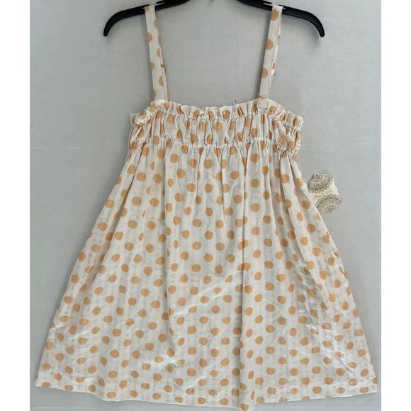 Altar’d State Sz Medium Orange Polka Dot White Sleeveless Dress Pockets Lined$70 - Picture 10 of 16